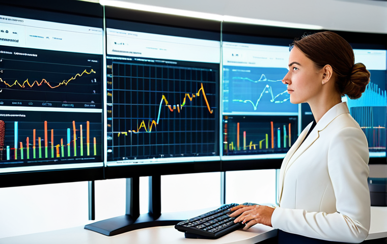A focused female e-commerce strategist, fully clothed in a modest, sharp business suit, stands in a brightly lit, modern office. She is thoughtfully observing a large, transparent digital screen displaying complex data analytics, charts, and consumer behavior patterns. The setting emphasizes innovation and strategic insight, with a clean desk and professional equipment in the background. Her posture is confident and natural, reflecting deep understanding and foresight. safe for work, appropriate content, professional dress, perfect anatomy, natural pose, correct proportions, well-formed hands, proper finger count, natural body proportions, high-quality professional photography.