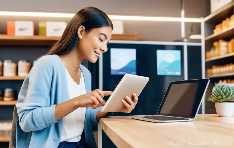 전자상거래 실무에서 자주 사용하는 데이터 시각화 도구 - **Prompt:** A modern, professional female e-commerce business owner, in her late 20s to early 30s, i...