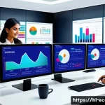 Home 22 전자상거래 실기 시험 대비 고객 분석 공부법 - A modern e-commerce office scene showing a diverse team of Indian professionals analyzing customer d...